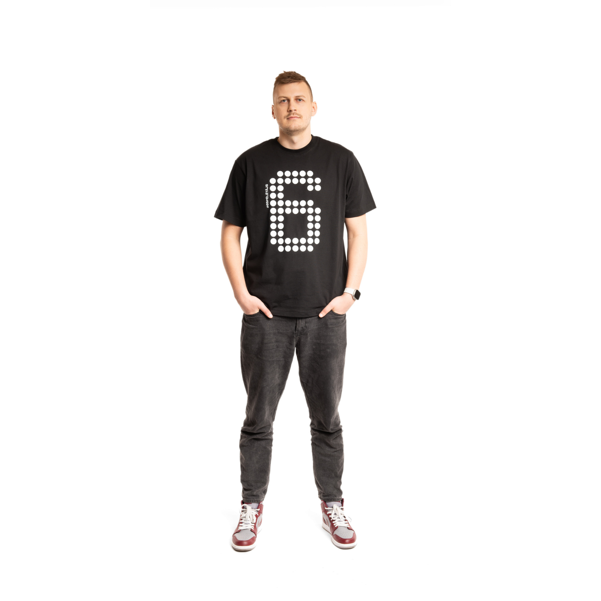 #6spēlētājs oversize T-krekls vīriešiem 'melns'